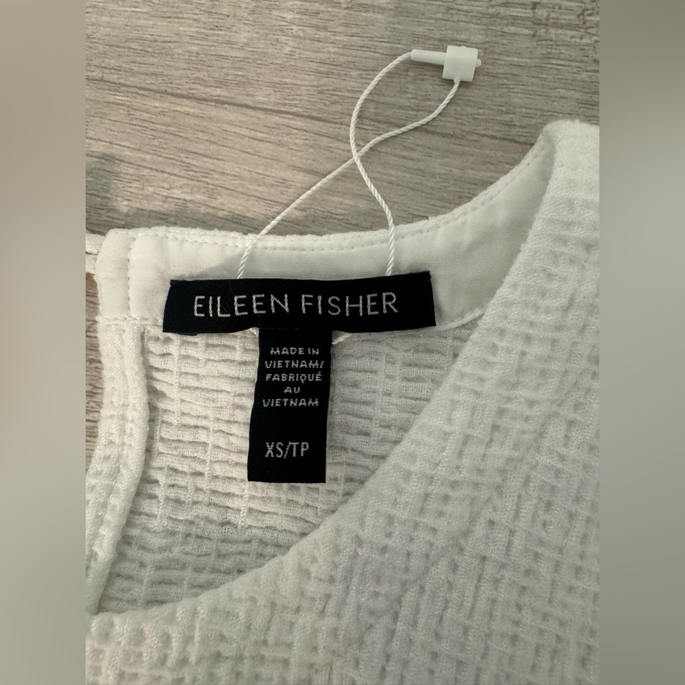 EILEEN FISHER Textured Cotton Ripple Dress 3/4 Sleeves Career Office Size XS - Picture 8 of 8
